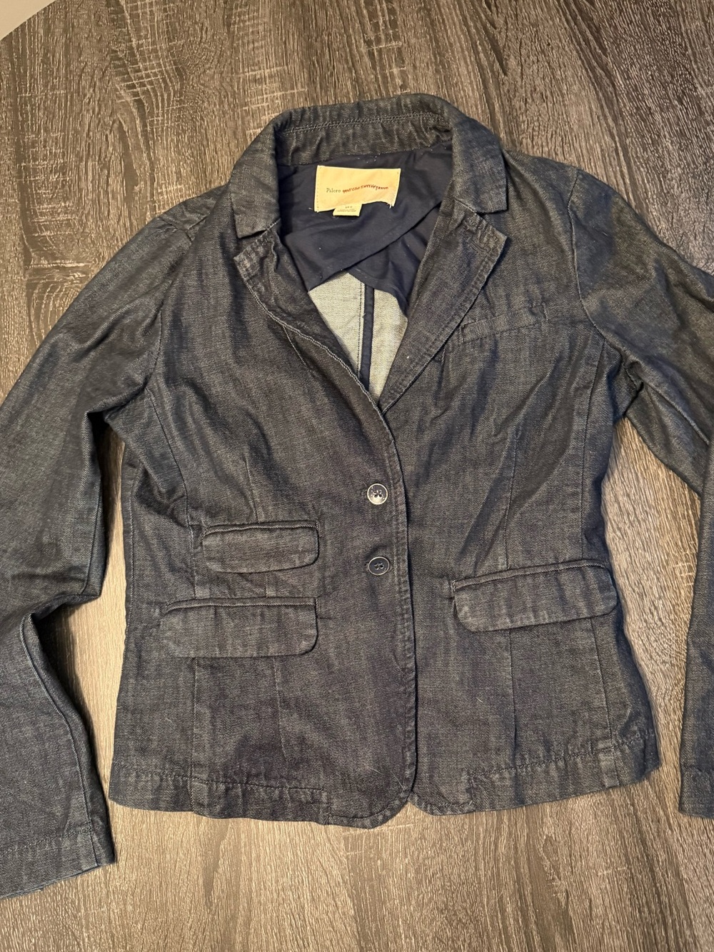 Pilcro Anthropologie Dark Wash Denim Blazer Jacket X-Small